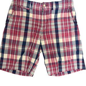 Polo Ralph Lauren Shorts Mens Size 33 Plaid Khakis Chino Flat Front